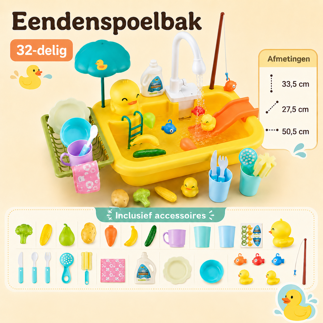 Speel & Spoelbak Kikker of Eend incl. kraan