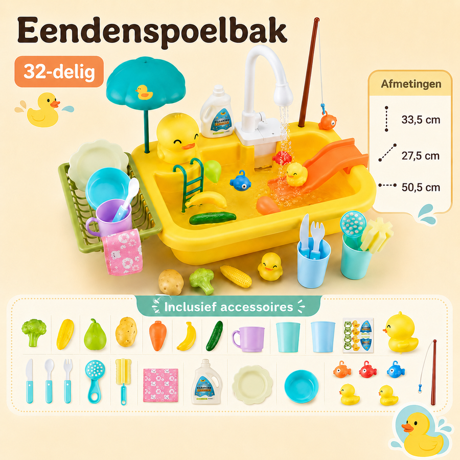 Speel- en spoelbak in de vorm van een kikker of eend, met kraan - foto 2
