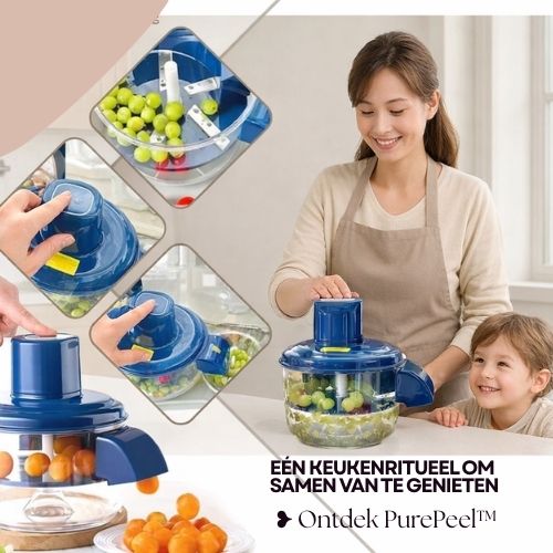 Volwassene gebruikt PurePeel elektrische schiller tijdens keukenvoorbereiding