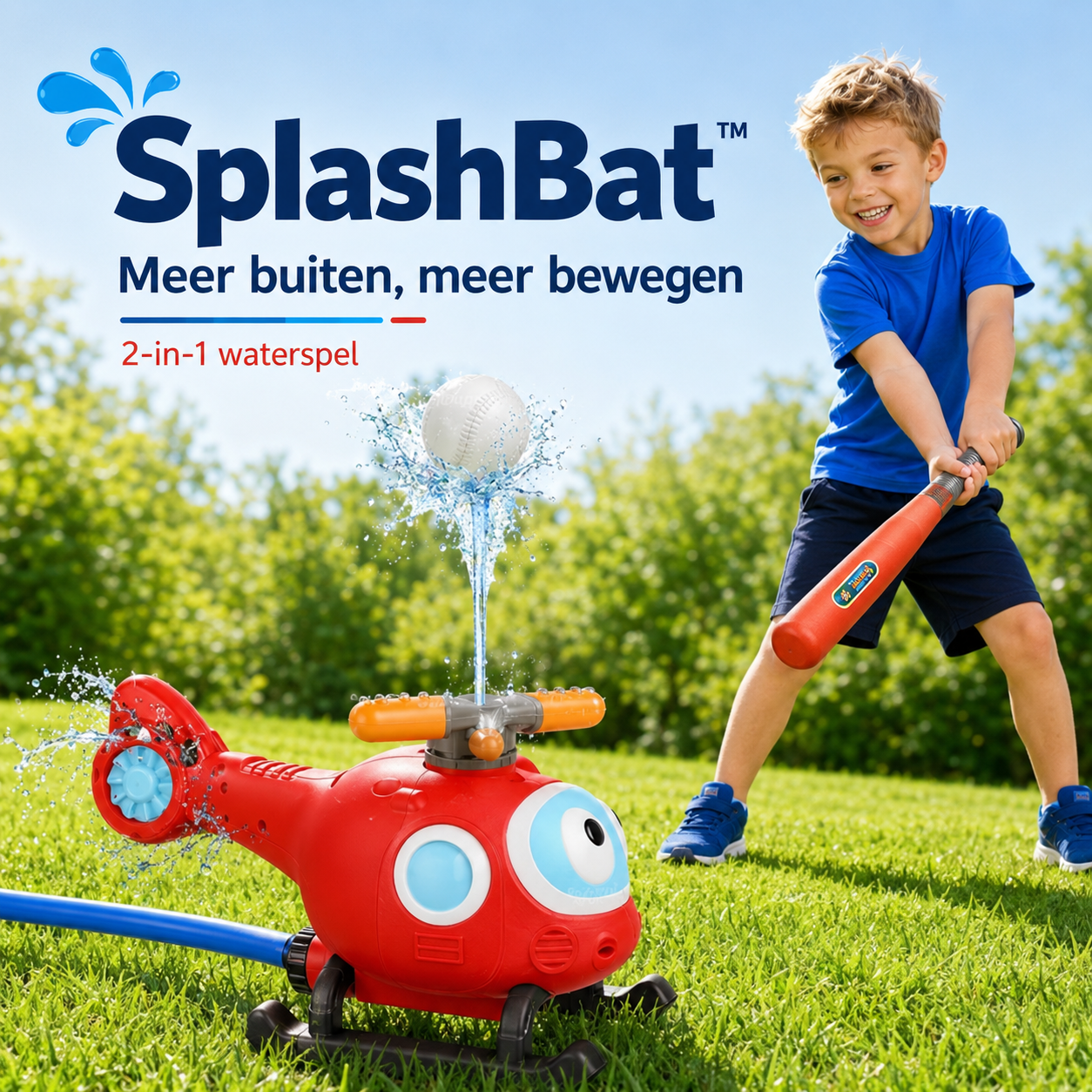 SplashBat™ Water Honkbal waterstraal en waterpret op warme zomerdag