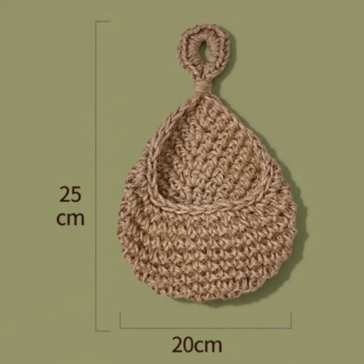 Handgeweven Wandorganizer van Henneptouw || Natuurlijke Opbergzak voor Groenten, Fruit & Planten