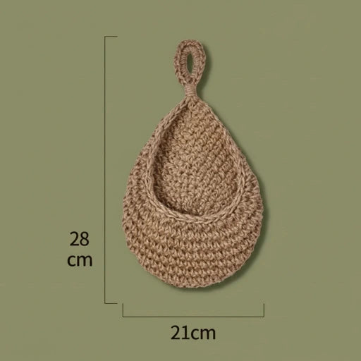 Handgeweven Wandorganizer van Henneptouw || Natuurlijke Opbergzak voor Groenten, Fruit & Planten