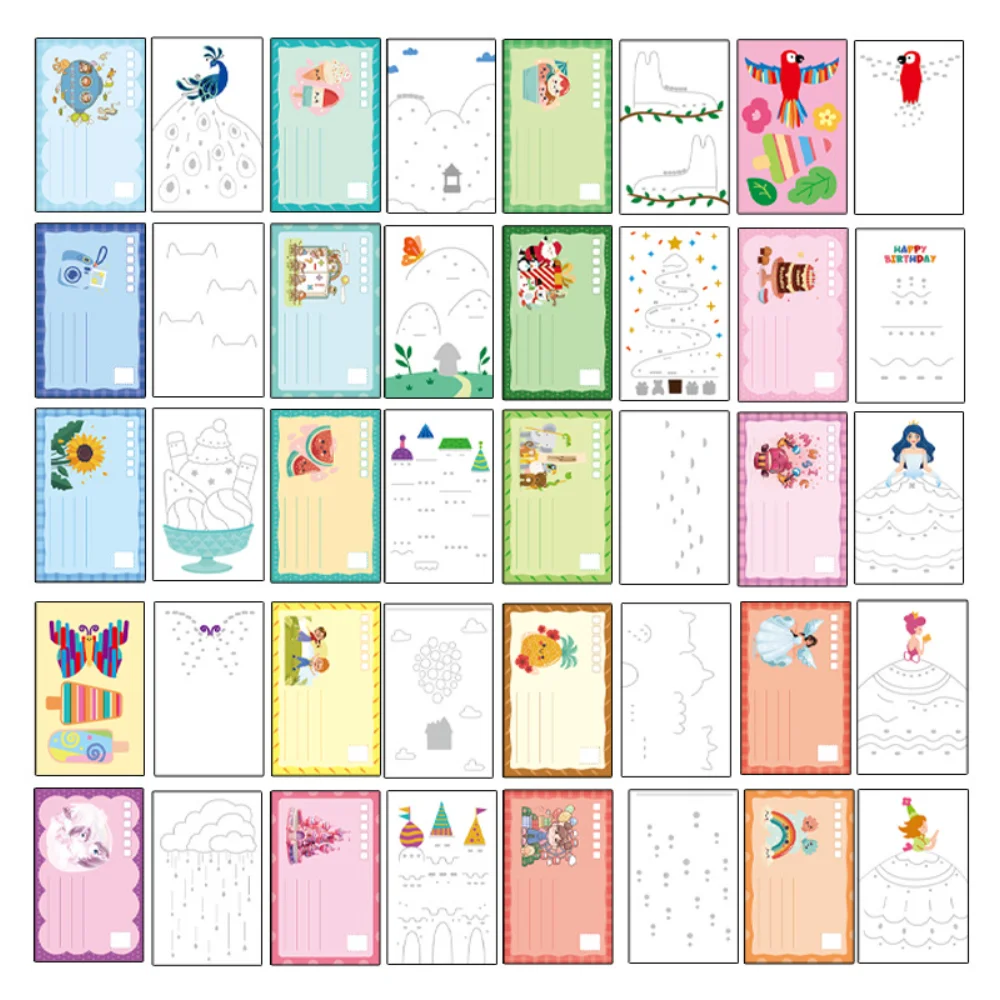 Kind versiert Scrape Kaart met stickers en verf voor versturen als postkaart