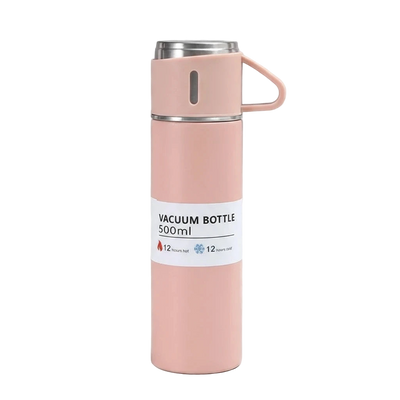 Thermosfles en mokken van RVS 500 ml, dubbelwandig en lekvrij