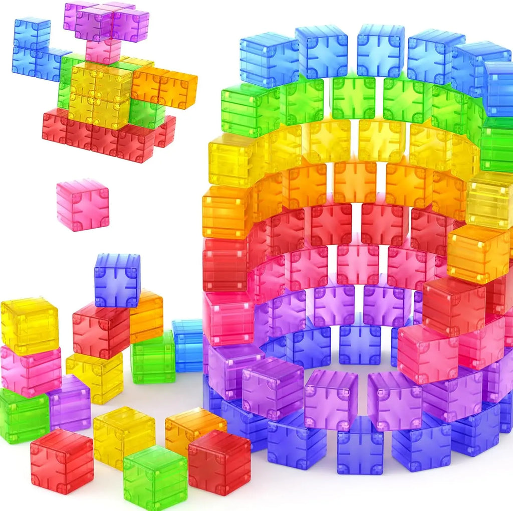 Magnetische transparante bouwblokjes in vrolijke kleuren voor kinderen