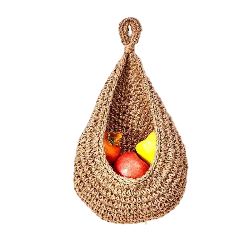 Handgeweven Wandorganizer van Henneptouw || Natuurlijke Opbergzak voor Groenten, Fruit & Planten