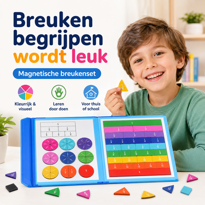 Magnetische breuktegels in verschillende fracties op magnetisch bord voor kinderen