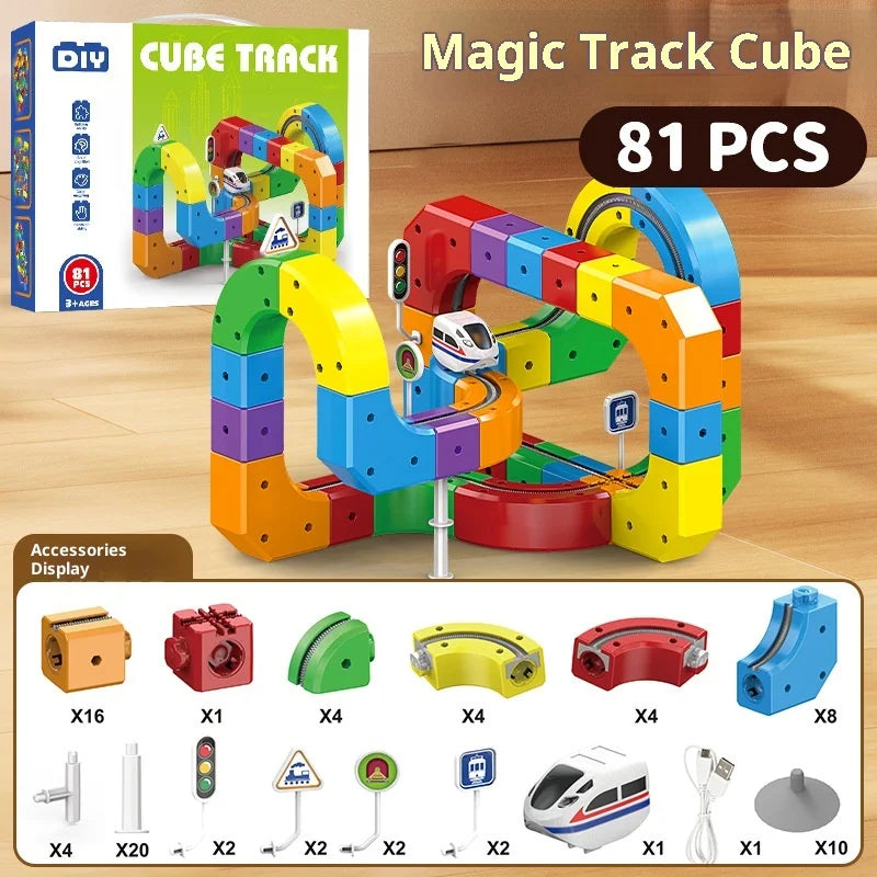 Magnetische baan set met 81 onderdelen voor uitgebreid bouwen en spelen