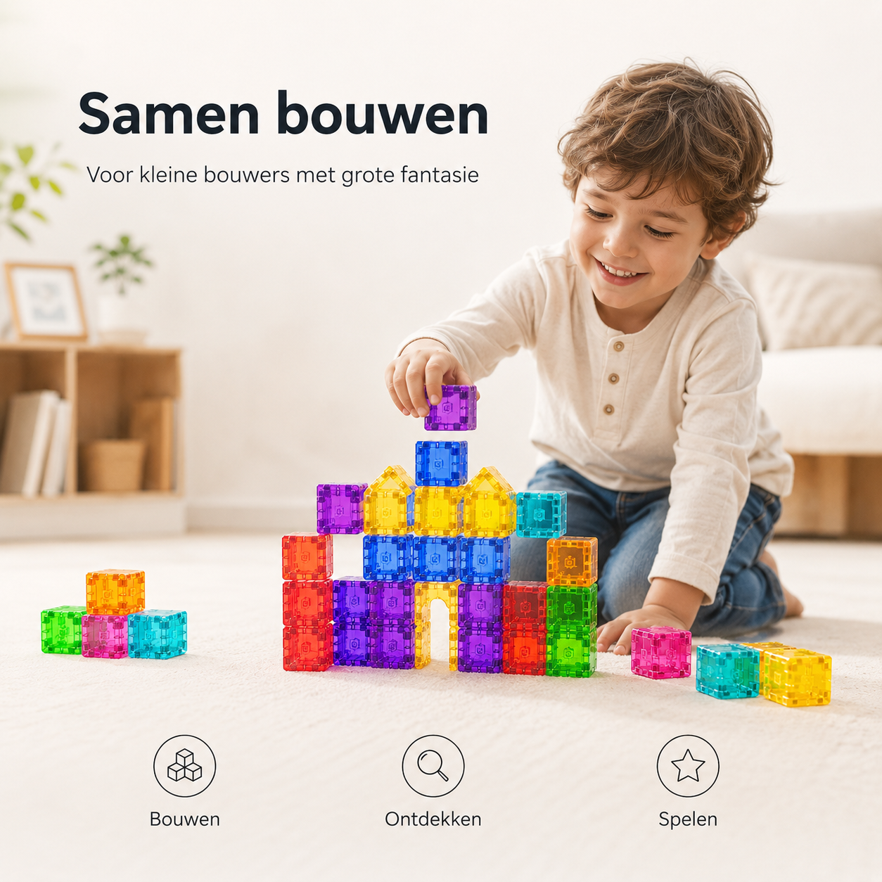 Magnetische Transparante Bouwblokjes | Kleurrijk Bouwen