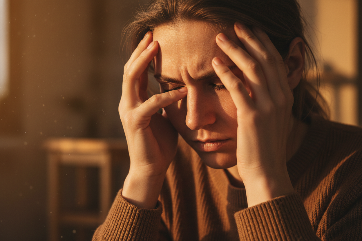 de persoon wrijft in haar ogen