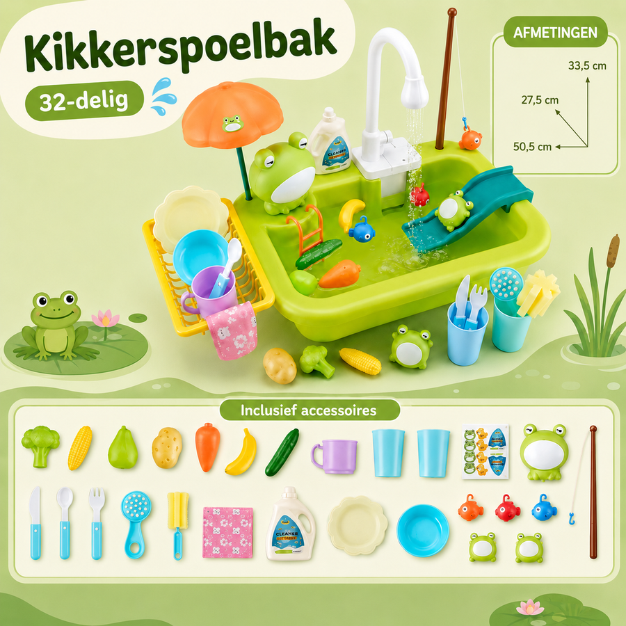 Speel- en spoelbak in de vorm van een kikker of eend, met kraan - foto 3