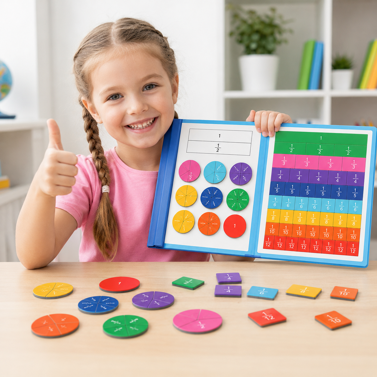 Montessori-ge?nspireerd wiskundemateriaal: magnetische breukenset voor thuis en school