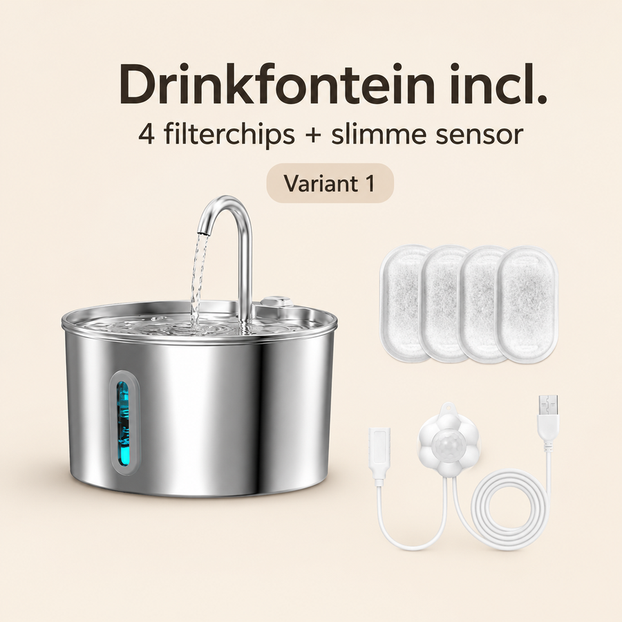 Aqualune™ Drinkfontein voor Huisdieren || 2.2L Automatisch RVS