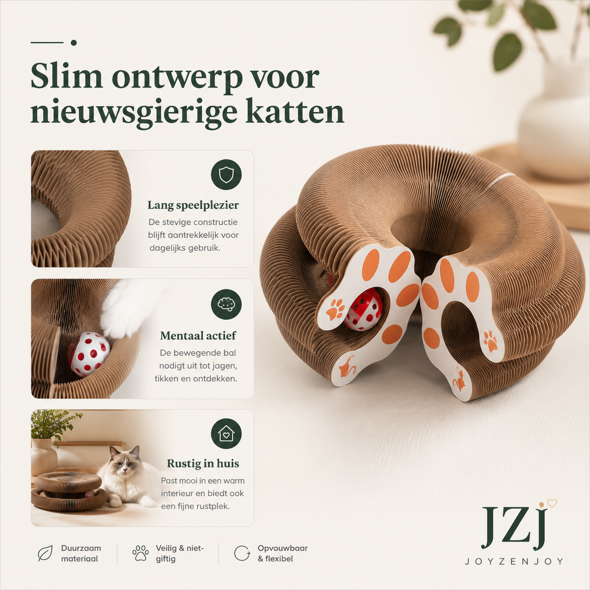 Krabello™ Kattenspeelgoed || Opvouwbare Speelring Met Rollende Bal