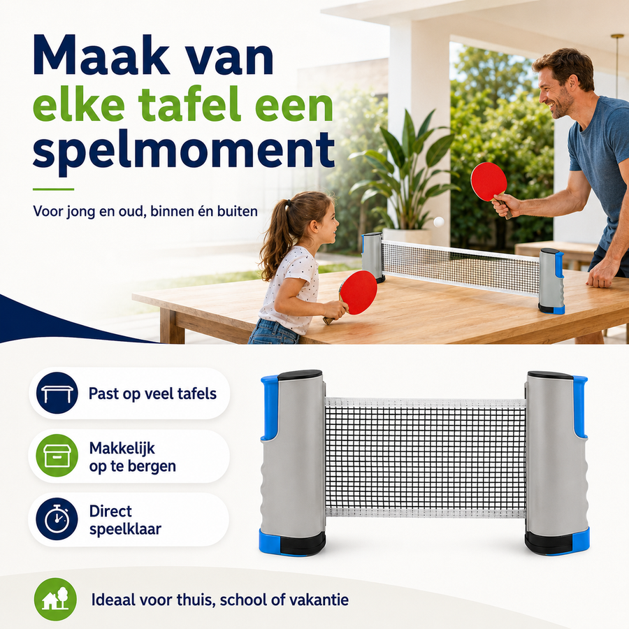 TafelSmash intrekbaar tafeltennisnet voor elke speeltafel - foto 8