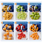 Geschilde druiven en fruit bereid met PurePeel elektrische schiller