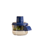 PurePeel elektrische schiller met transparante opvangbak en blauw deksel