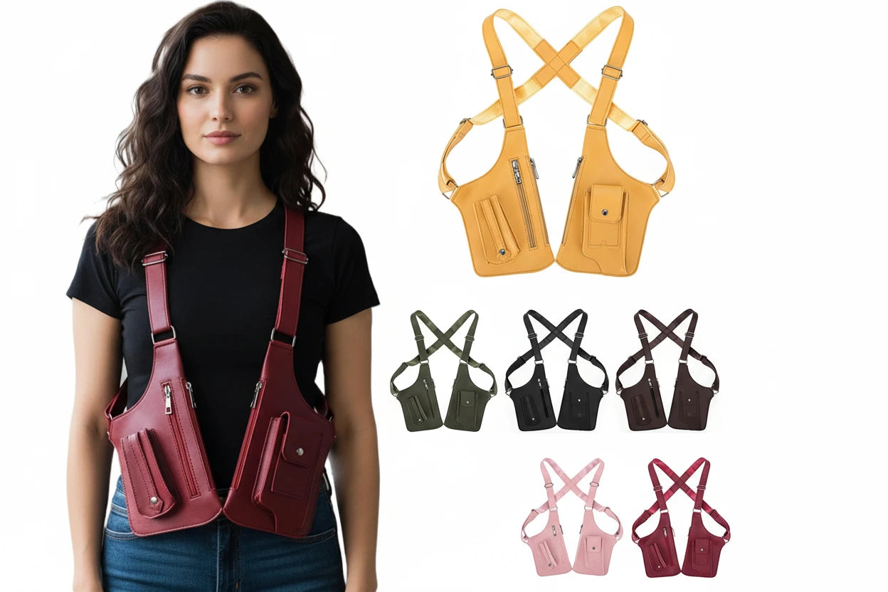 securecarry schouder cross anti- diefstal tas in groen, zwart,bruin, roze, rood en geel